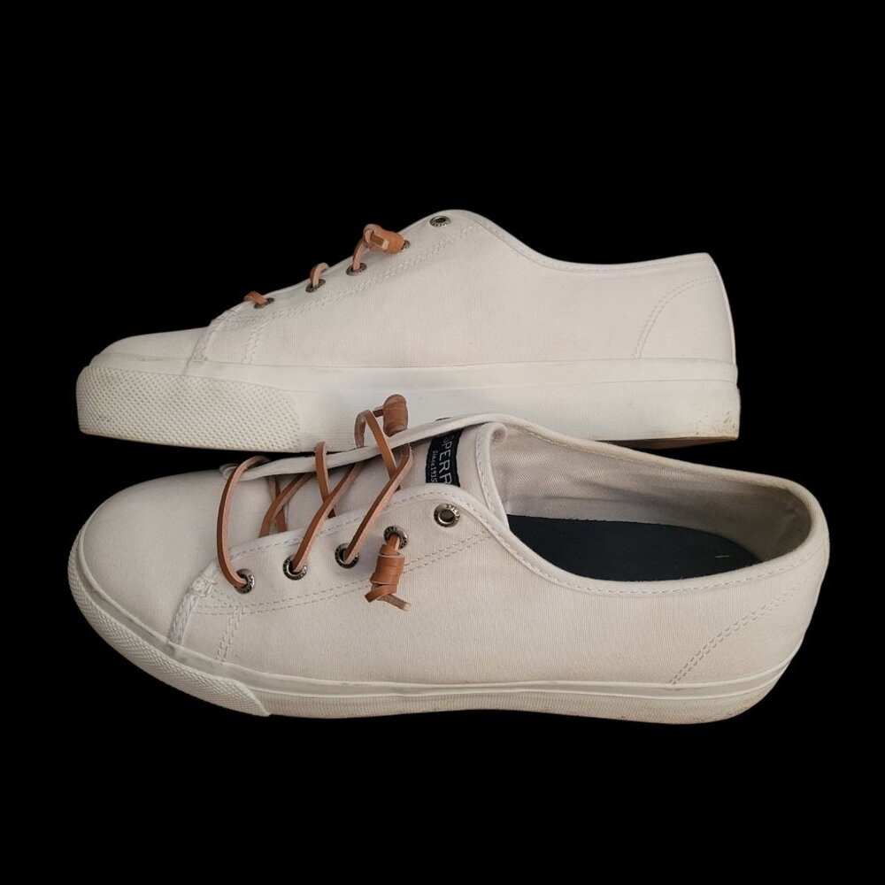 Sperry Shoes Womens 11 M Casual Platform Sneakers STS81828 White Fabric Low Top - Picture 5 of 11